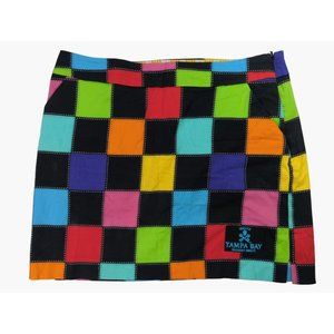 Loudmouth Ladies Multicolor Checkerboard Golf Skirt Skort Size 14 Logo'd
